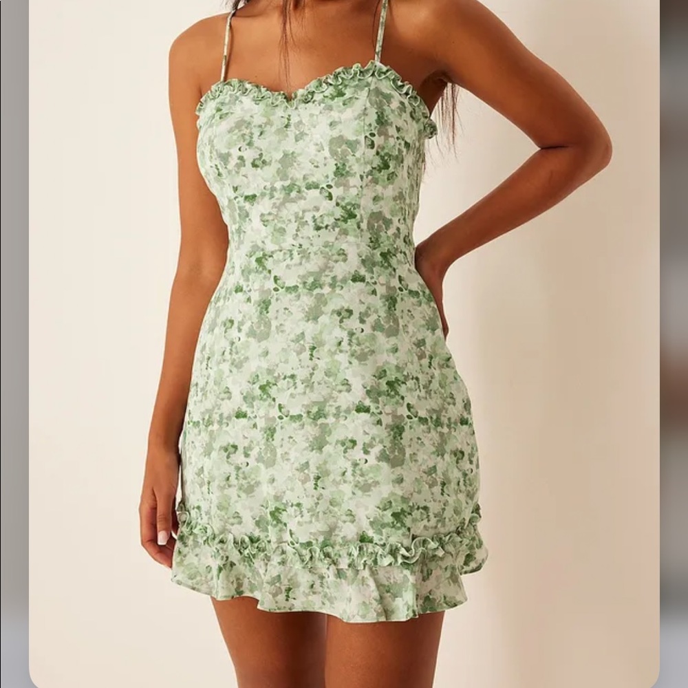 Pamela x NA-KD Reborn Recycled Ruffle Neckline Thin Strap Dress
